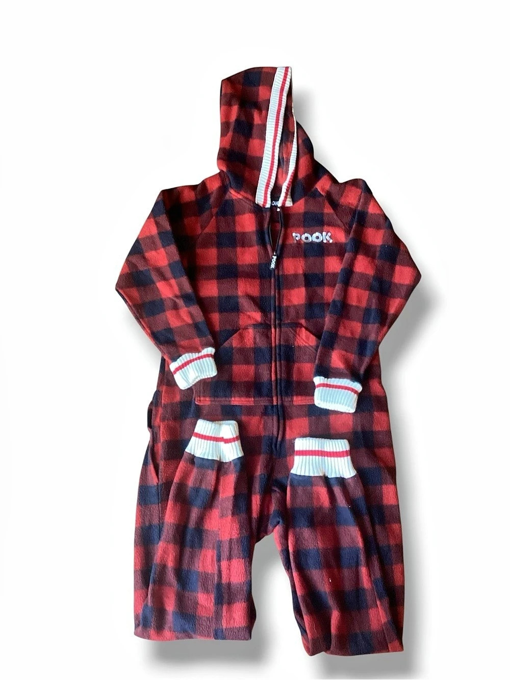 Pook Adult Red Plaid Fleece Onesie Pajamas Size XS